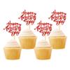 24Pcs Glitter Red Happy Mother's Day Cupcake Toppers Red Mother's Day Food Picks for Mother Grandma Birthday Cupcake Decorations Mother's Day Party Decorations view 1