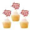 24Pcs Glitter Red Happy Mother's Day Cupcake Toppers Red Mother's Day Food Picks for Mother Grandma Birthday Cupcake Decorations Mother's Day Party Decorations view 2