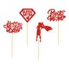24Pcs Glitter Red Happy Mother's Day Cupcake Toppers Super Mom Best Mom Cupcake Picks for Happy Mother's Day Theme Mom's Birthday Party Cake Decorations view 3