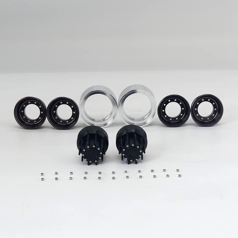 JDM 1Pair Metal Rear Double Wheel Hub for DIY 1/14 Rc Tractor Truck Car