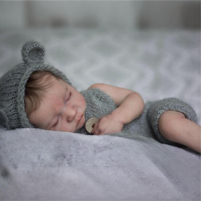 iCradle Lovely 19 inch Reborn Baby Doll Full Vinyl Baby Doll Boy Anatomically Correct Rooted Hair Sleeping Realistic Newborn Doll Toy for Ages 3+