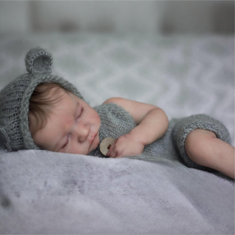 iCradle Lovely 19 inch Reborn Baby Doll Full Vinyl Baby Doll Boy Anatomically Correct Rooted Hair Sleeping Realistic Newborn Doll Toy for Ages 3+
