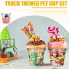 WILLBOND 120 Pcs Construction Party Cups Construction Party Favors Disposable Dump Truck Cup Clear Plastic Cups with Shovel Shape Dessert Spoon for Construction Themed Birthday Party (Simple, 9oz) view 4