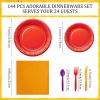 Karenhi 144 Pcs Rainbow Party Supply 7'' 9'' Paper Dinner Plates Colorful view 2