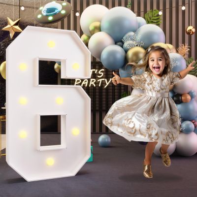 imprsv 3FT Marquee Numbers, Light Up Numbers for 16th 60th Birthday Decorations Anniversary Party Decor, Number 6 Light Up Number, Pre-Cut Foam Board Kit