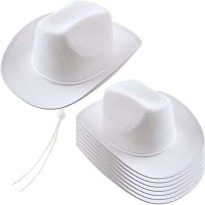 SGBETTER 8 Pack Kids Plain Cowboy Hat Western Cowgirl Hat for Boys Girls Cowboy Theme Party Halloween Party Supplies (White)