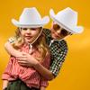 SGBETTER 8 Pack Kids Plain Cowboy Hat Western Cowgirl Hat for Boys Girls Cowboy Theme Party Halloween Party Supplies (White) view 4