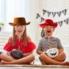 SGBETTER 10 Pack Kids Cowboy Hat Felt Western Cowgirl Hat for Boys Girls Birthday Halloween Cowboy Theme Party Supplies Dress Up Accessories (Red,Brown) view 4