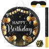 Sinmoe Birthday Piata with Stick Blindfold and Confetti Large Piata for Adult Men Women Birthday Party Supplies Decoration Wedding Anniversary(Black and Gold) view 1