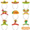 18 PCS Colorful Sombrero Party Hats, 9 Styles Mexican Cinco De Mayo Headbands for Women, Fiesta Costume Supplies view 1