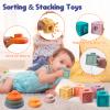 Wuzhineisn Montessori Baby Toys for Ages 6-18 Months - Pull String Teether, Stacking Blocks, Sensory Shapes Storage Bin, Infant Bath Time Fun, 4 in 1 Toddlers Toy Gifts for 1 2 3 Year Old Boys Girls view 4