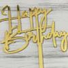 Happy Birthday Cake Topper - Birthday Party Decoration, Mirror Gold Acrylic view 4