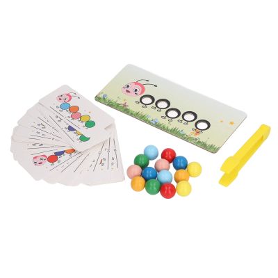 RiToEasysports Clip Beads Toy, Wooden Pattern Clip Beads Toy for Children Color Sorting Matching Game