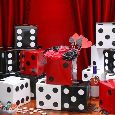 Jexine 15 Pcs Dice Favor Boxes 7" Casino Theme Birthday Decorations Las Vegas Party Decorations 3D Dice Decor for New Year Centerpieces Casino Night Las Vegas Party Supplies(Multicolor)