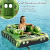 Jasonwell Inflatable Tank Swimming Pool Floaties with Water Cannon Gun Swim Floaty Rafts for Lake, Beach & Pool Party Toys for Boys, Girls, Kids & Adults- Green view 3