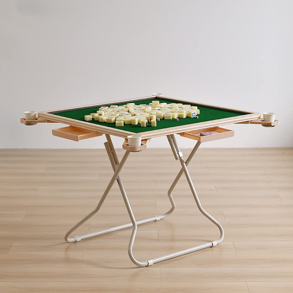 MJTABLE Folding Mahjong Table,Card Tables Folding Square 34.64 * 34.64" for 4 People, Wear-Resistant Desktop for Mahjong, Poker Blackjack,D