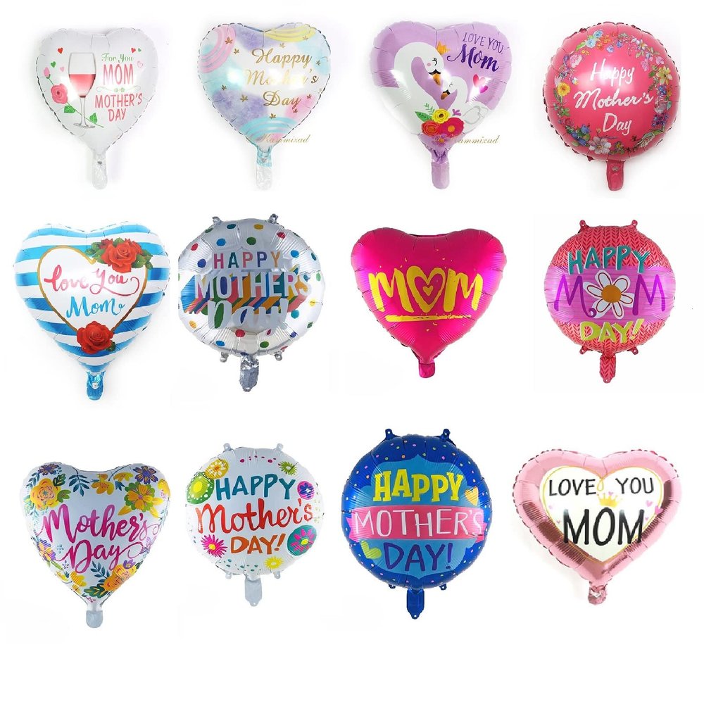 24pcs Happy Mothers Day Foil Balloons, Heart Balloons,18inch Best Mother's day Day Balloons for Happy Mothers Day Birthday Party Decorations Supplies (pink-12)