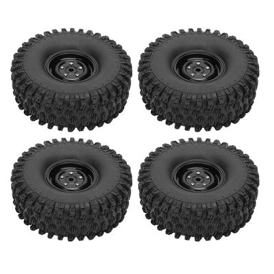 1/10 RC Tire, 4pcs 1 9in Edge Rubber Tire Skin, Inflatable Tire Upgrade Spare Parts Remote Tyre Car Model Tyre for Axial for SCX10 90047 for D90 D110 TF2 1/10 RC Crawler 120MM Hub Accessories(Black)