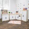 Childrens Factory Wooden 4-Piece Kitchen Set - Kids & Toddlers Pretend Fridge - Realistic Design & Feature - Pre-School Furniture for Classroom or Playroom - Assembly Required view 1
