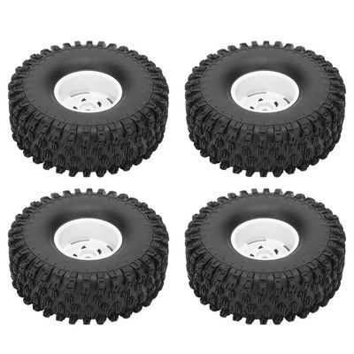 1/10 RC Tire, 4pcs 1 9in Edge Rubber Tire Skin, Inflatable Tire Upgrade Spare Parts Remote Tyre Car Model Tyre for Axial for SCX10 90047 for D90 D110 TF2 1/10 RC Crawler 120MM Hub Accessories(White)