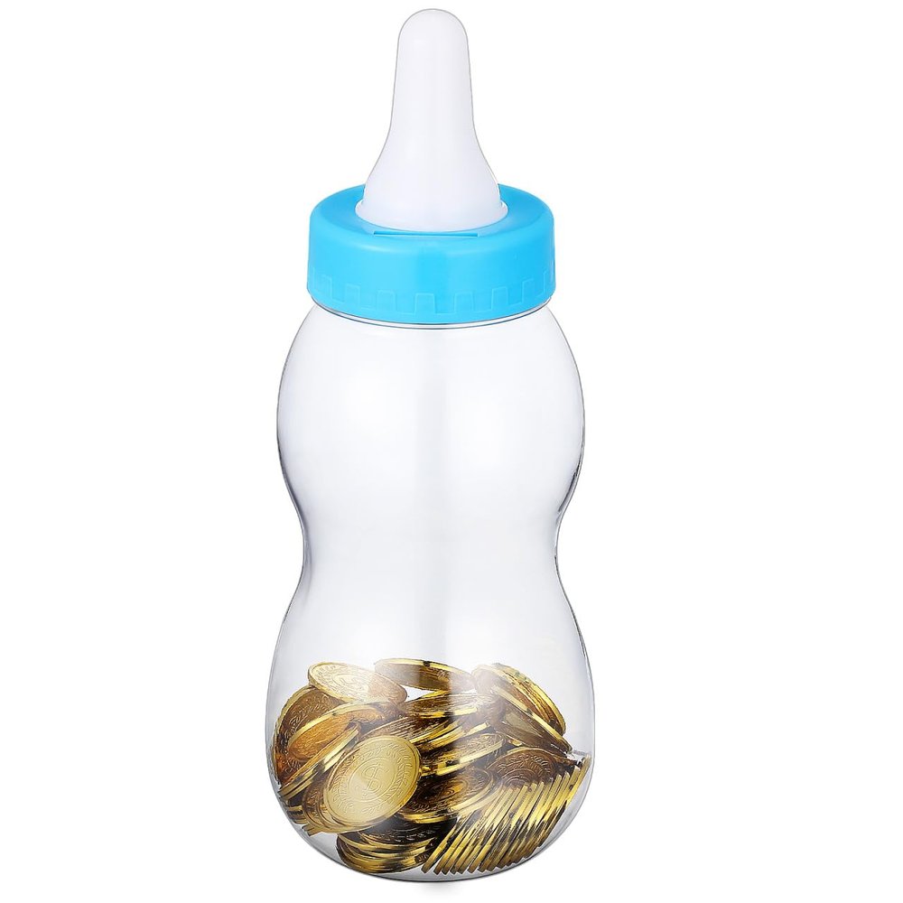 jojofuny Baby Bottle Piggy Bank 11.02 Inch Transparent Money Box for Kids Desktop Decoration Birthday Savings Pot