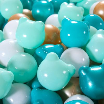GOGOSO Bear Ball Pit Balls Shapes BPA Free Plastic Play Balls Crush Proof Kids Toddlers Baby Pastel Pelotas Toy Shaped Giant Friendship Bracelet, 2.15inch 100pcs, Green Brown White