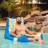 Big Joe Captain's Float No Inflation Needed Pool Lounger with Drink Holder, Paintbrush Yellow Double Sided Mesh, Quick Draining Fabric, 3 feet view 3