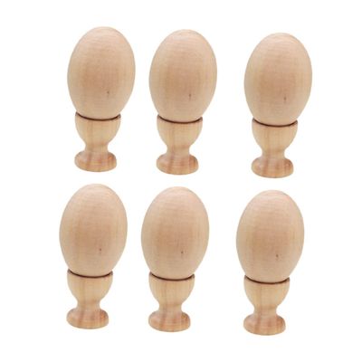 Ciieeo 1set Unfinished Wooden Eggs Decorating Kit Paintable for Creative Crafts Smooth for Easy Painting for Home Office Decoration