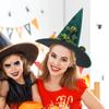 WOONEKY Green Witch Hat with Simulated Vine Flowers Lightweight Wide Brim Halloween Party Hat for Women Cosplay Decoration view 2