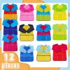 12Pcs Kids Art Smocks Toddler Smocks Waterproof Smock for Kids Painting Colorful Children Aprons Artist Painting Smock Long Sleeves With 3 Roomy Pockets for Children Paint Supplies, Age 3-7 Years view 3