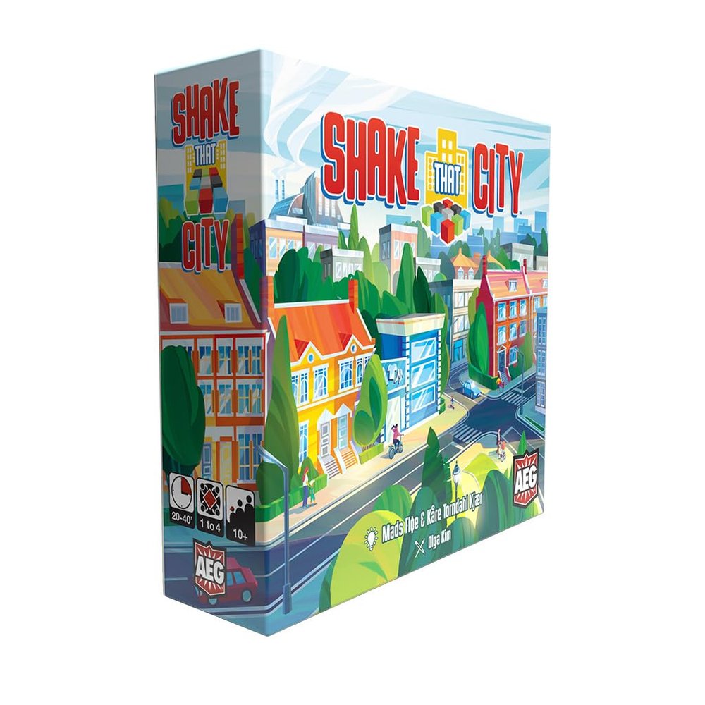 AEG Shake That City | Design the best City Block by selecting a Pattern from the Cube Shaker | Family Puzzly Tile-Laying Game | 1-4 Players | Ages 10+