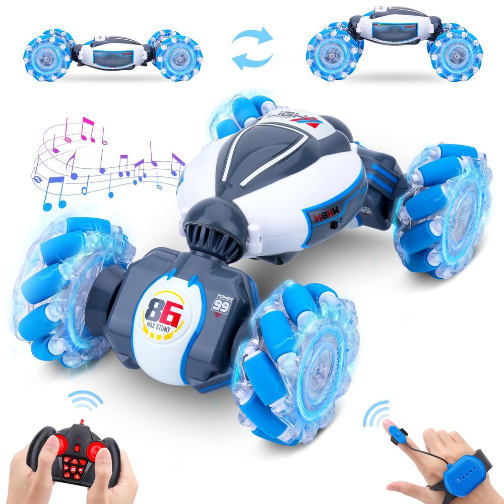 Gesture Sensing RC Stunt Car - Boys Toys Age 6-12, 360 Rotating 4WD Hand Controlled Remote Control Twist Car with Light & Music, Cool Birthday Presents and Ideas Gifts for Kids Age 7 9 10 11 12 yr
