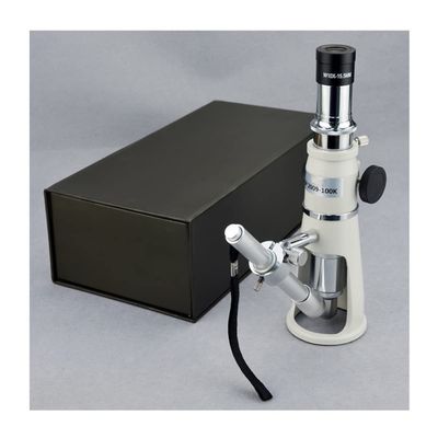 Microscope Accessories Kit 20X/40X/100X Pocket Mini Handheld Jewelry LED Illuminant Microscope Handle Magnifier Monocular Jewelery Loupe with Measuring Reticle Microscope Slides (Size : 100X)