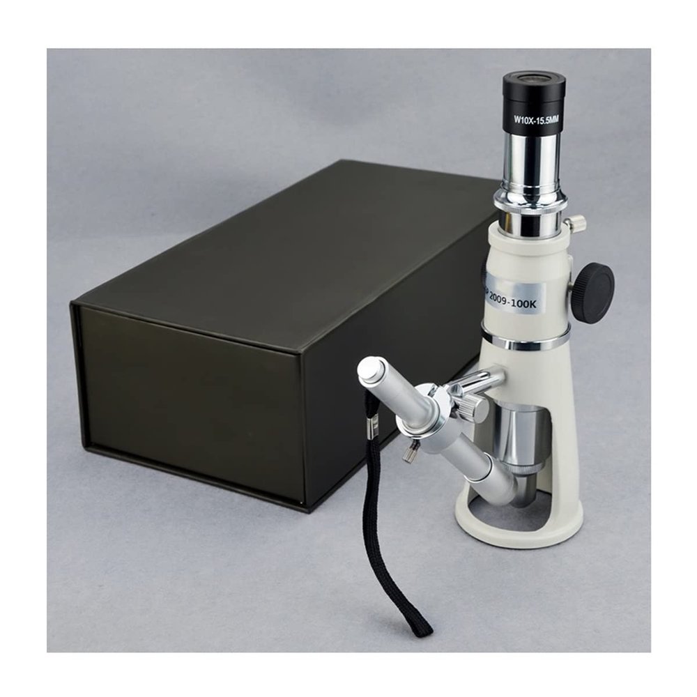 Microscope Accessories Kit 20X/40X/100X Pocket Mini Handheld Jewelry LED Illuminant Microscope Handle Magnifier Monocular Jewelery Loupe with Measuring Reticle Microscope Slides (Size : 100X)