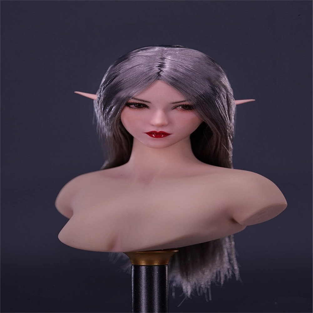 1/6 Scale Female Head Sculpt,Beauty Fairy Elf Girl Head Carved for 12inch Female PH TBL JO Action Figure Body Collectible (D)