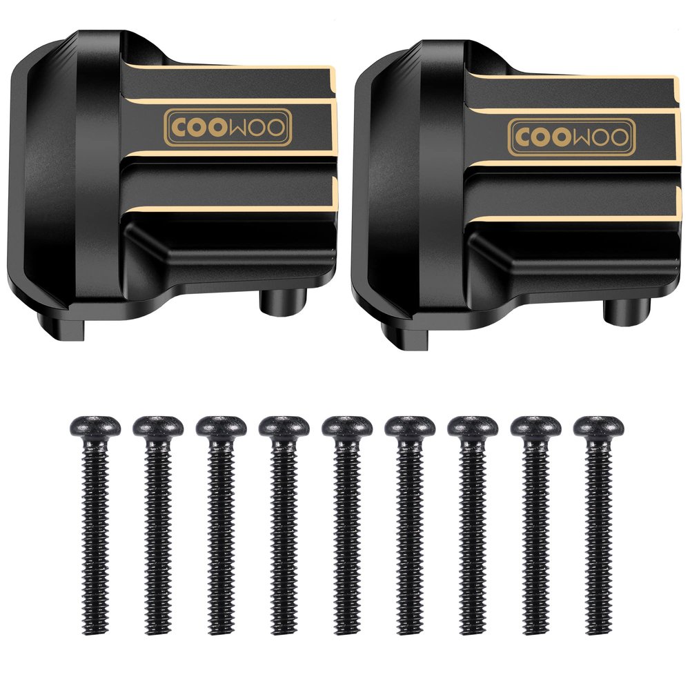 COOWOO Brass Front Rear Axle Diff Covers Black Coating Diff Cover for TRX4M 1/18 Crawler Car Upgrade Parts,2PCS Black