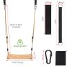 Classic Wooden Tree Swing Seat,Outdoor Tree Swing for Adults and Kids,Wooden Swing Seat with Strong Rope,Indoor/Outdoor Swing Seat for Garden, Patio, or Front Porch view 2