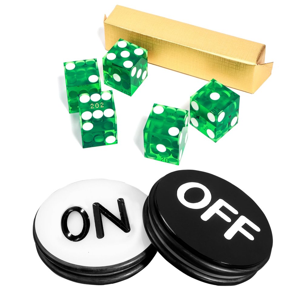 GSE Games & Sports Expert Instant Casino Craps Game Set, Including 5-Pack 19mm Professional Casino Dice, 3" Craps ON/Off Poker Button for Craps Games, Family Game Night