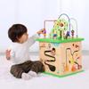 TOOKYLAND 5 in 1 Activity Center, Wooden Large Activity Play Cube 23"X13"X13", Wooden Learning Puzzle Toy for Toddlers, with Animal Friends, Shapes, Mazes, Shape Sorter view 1