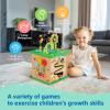 TOOKYLAND 5 in 1 Activity Center, Wooden Large Activity Play Cube 23"X13"X13", Wooden Learning Puzzle Toy for Toddlers, with Animal Friends, Shapes, Mazes, Shape Sorter view 3