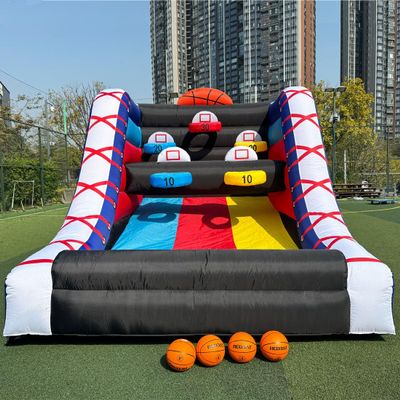 Vinfgoes Inflatable Basketball Hoop Shot Inflatable Party Basketball Game | 10' L x 13' W x 10' H | with 5 Hoops, 4 Balls, Air Blower, Stakes for Birthday Parties, Lawn Games, School Events