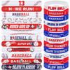 durony 48 Pieces Baseball Bracelets Wristbands Set Include 24-piece Silicone Rubber Bracelet 24-piece Slap Bracelets Sports Slap Toys for Baseball Party Favors Prizes Gifts view 1