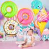 12 PCS Large Donut Ice Cream Foil Balloons, Multicolor Sweet Candy Mylar Balloons, Huge Donut Ice Cream Themed Party Decorations for Spring Baby Shower Birthday Party Decor view 2