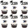 Cyodoos 24Pcs graduation cupcake toppers 2026, Food/Appetizer Picks For Graduation Party Mini Cake Decorations, 2026 Cupcake Toppers(Black) view 1