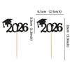 Cyodoos 24Pcs graduation cupcake toppers 2026, Food/Appetizer Picks For Graduation Party Mini Cake Decorations, 2026 Cupcake Toppers(Black) view 2