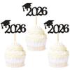 Cyodoos 24Pcs graduation cupcake toppers 2026, Food/Appetizer Picks For Graduation Party Mini Cake Decorations, 2026 Cupcake Toppers(Black) view 4