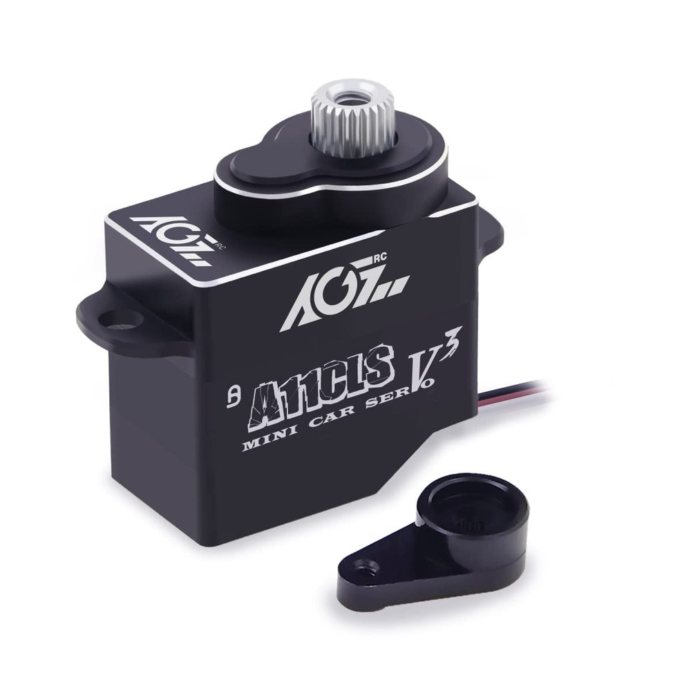 AGFRC Mini-Z-Car Micro RC-Steering Servo - 1.4KG Upgrade Programmable 0.050sec High Speed Full Metal Gear Mini Digital Coreless Black Servo, Control Angle 180 (A11CLS V3)