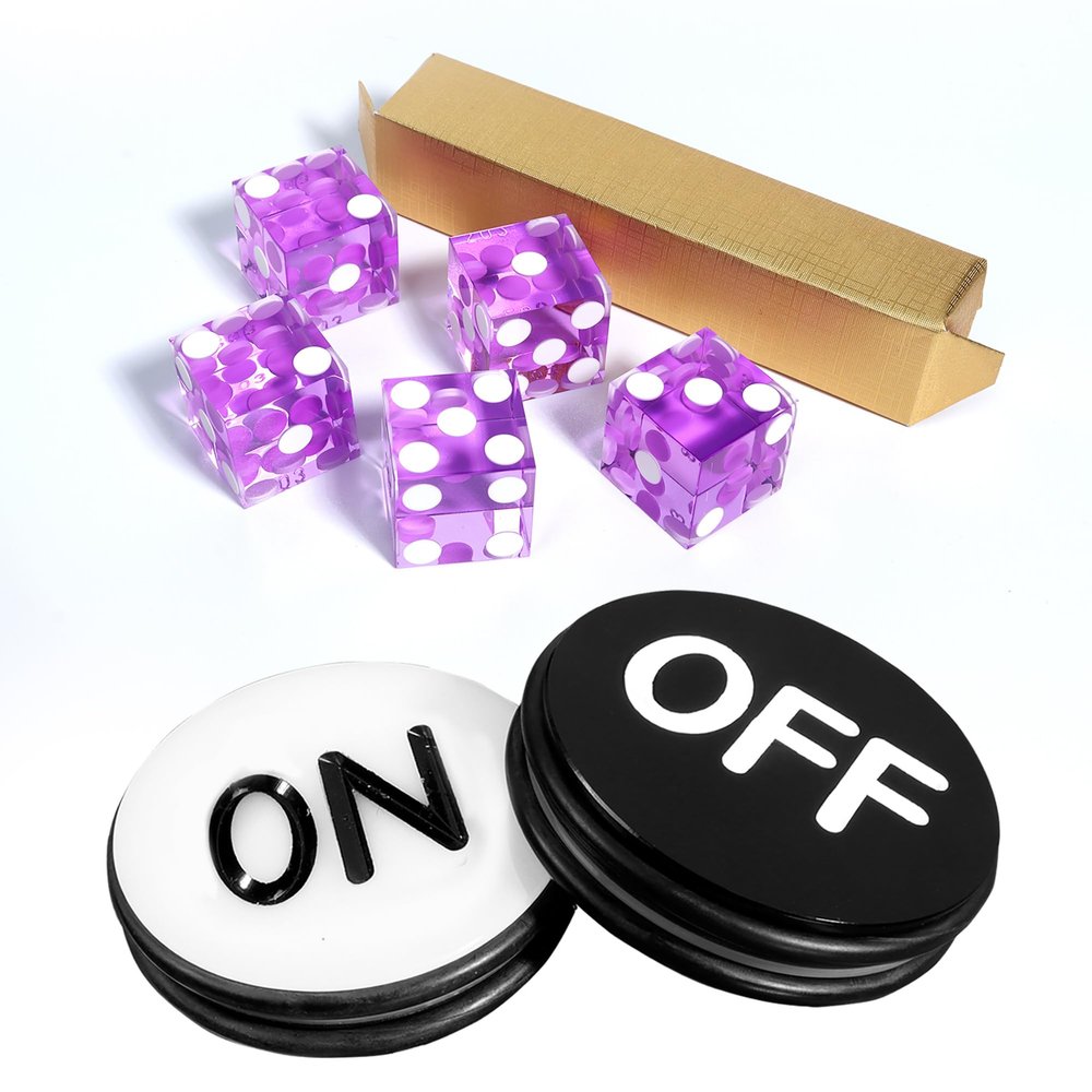 GSE Games & Sports Expert Instant Casino Craps Game Set, Including 5-Pack 19mm Casino Dice, 3" Craps ON/Off Poker Button for Craps Games, Family Game Night