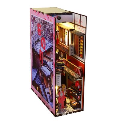 3D Wooden Puzzle Bookshelf Insert Decor,DIY Dollhouse Miniature Book Nook Assemble Kit,Bookends Model Build-Creativity Kit for Adults Women Birthday Gift