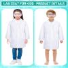 6 Sets 18 Pcs White Kids Lab Coats Bulk Children Girl Doctor Scientist Costume Lab Coat with Goggles Card Holder (X-small) view 4